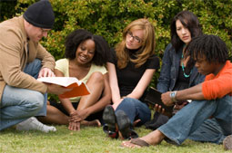 Group of adults gathered in a book study group