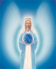 spiritual healing, mother mary holding the world